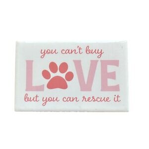 Rescue Dog Cat Love Paw Print Refrigerator‎ Magnet Pink White Pet Adoption Gift